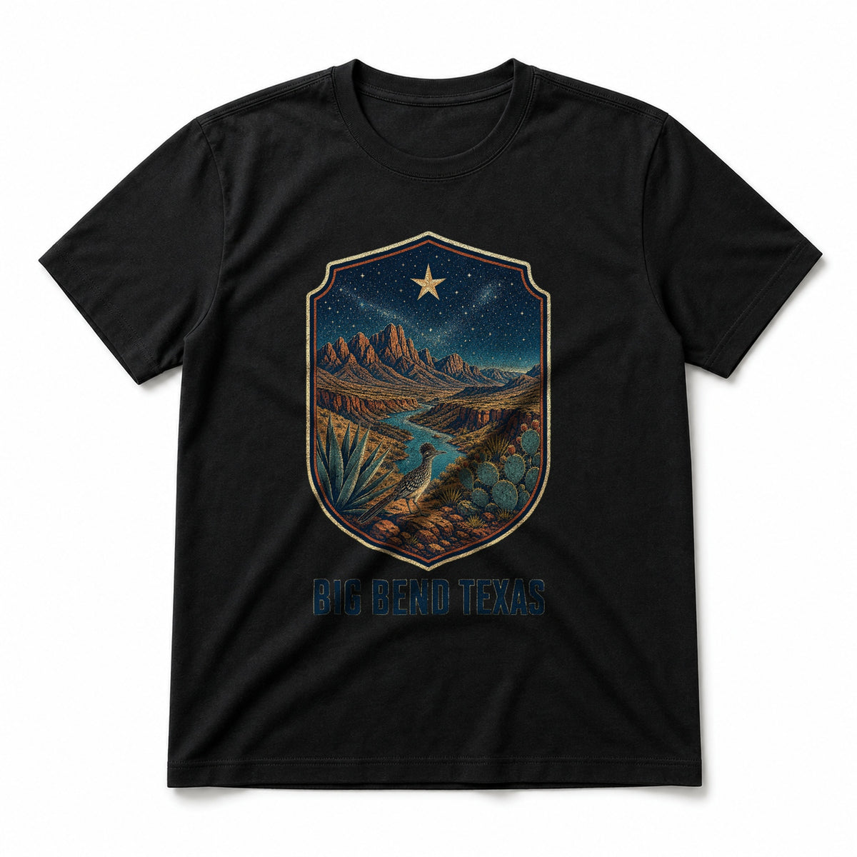 Big Bend Texas Pure Cotton T-Shirt in Black