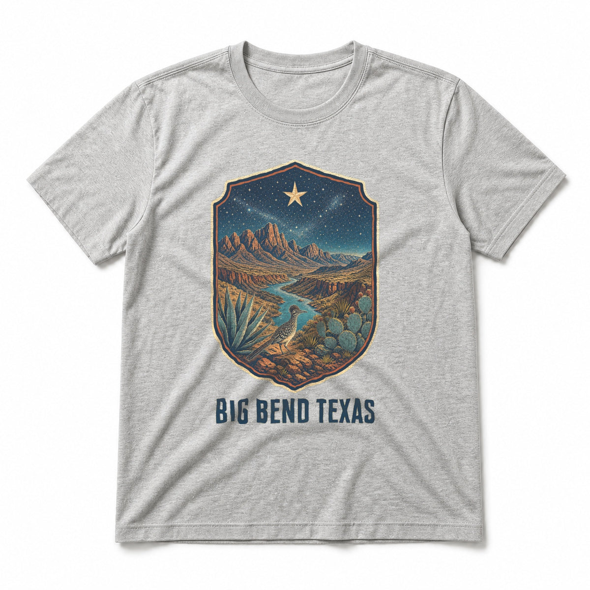 Big Bend Texas Pure Cotton T-Shirt in Light Gray