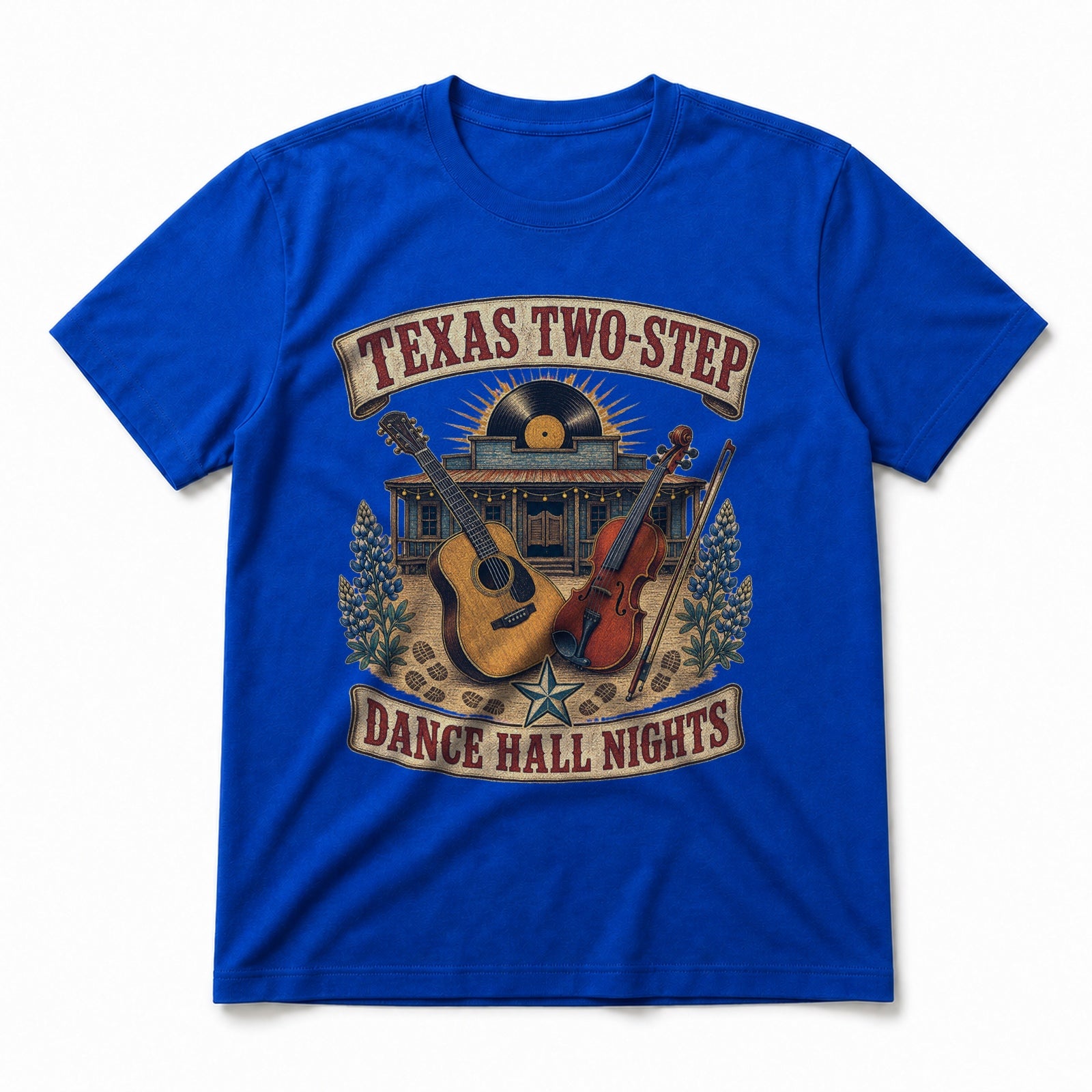 Texas Two Step Pure Cotton T-Shirt in Royal Blue