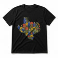 Texas Hill Country Wildflower Gouache Pure Cotton T-Shirt in Black
