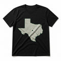 Minimal Topographic Texas Pure Cotton T-Shirt in Black