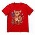 Texas Kawaii Boot Armadillo Pure Cotton T-Shirt in Red