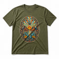 Texas Psychedelic Desert Portal Pure Cotton T-Shirt in Olive Green