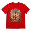 Texas Mission Travel Stamp Pure Cotton T-Shirt in Red