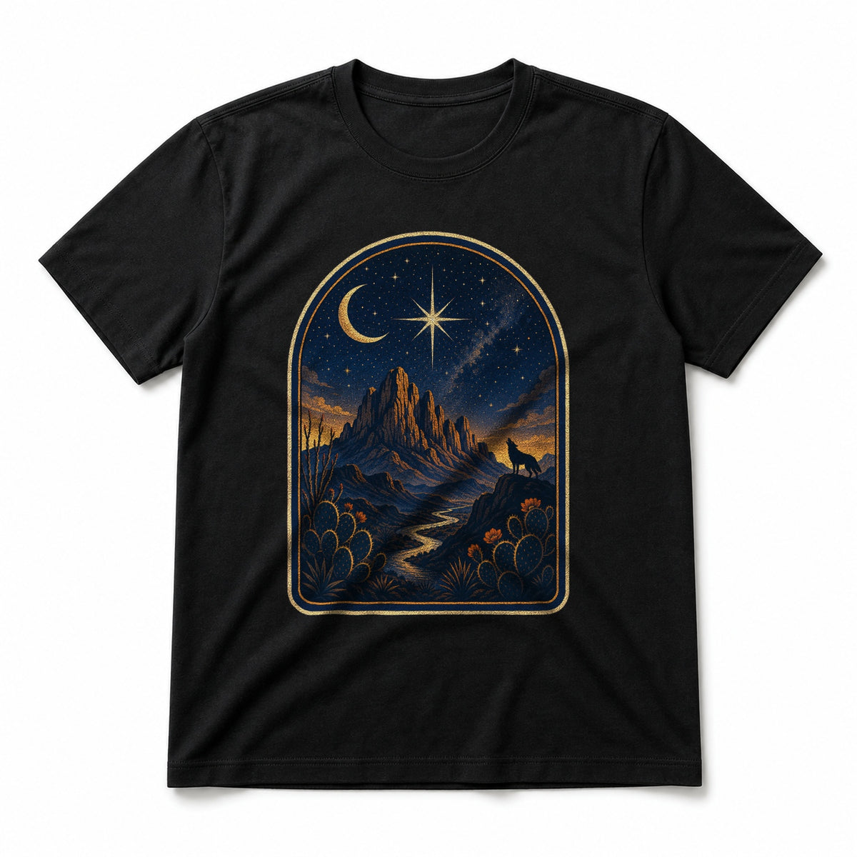 Big Bend Celestial Night Pure Cotton T-Shirt in Black