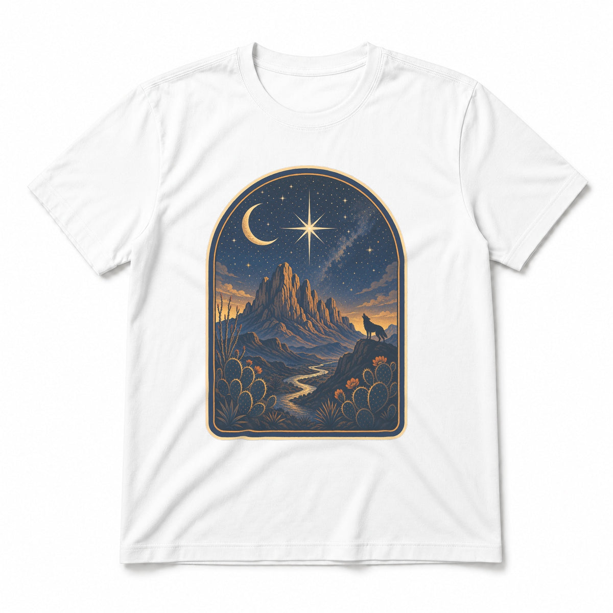 Big Bend Celestial Night Pure Cotton T-Shirt in White