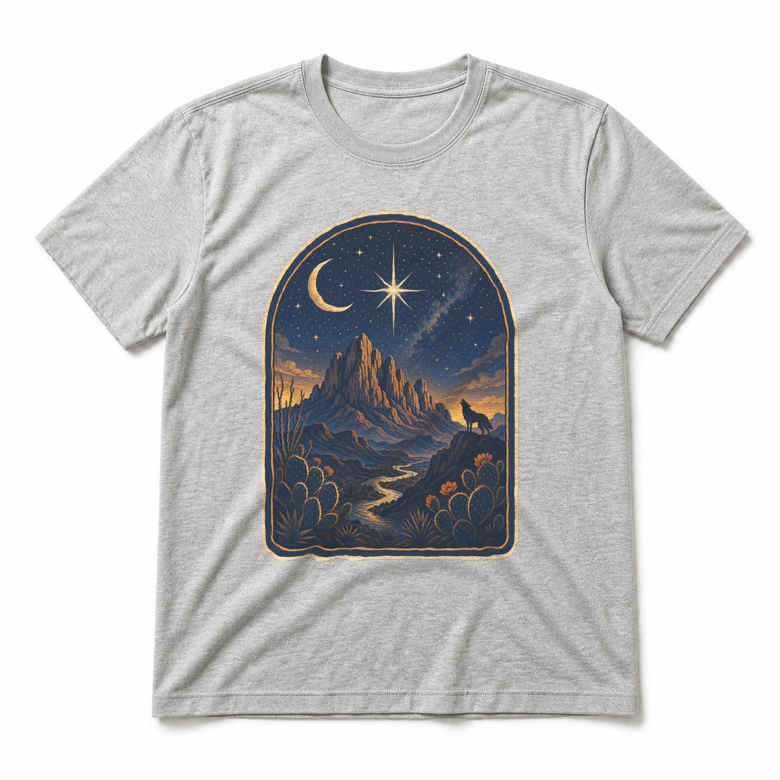 Big Bend Celestial Night Pure Cotton T-Shirt in Light Gray