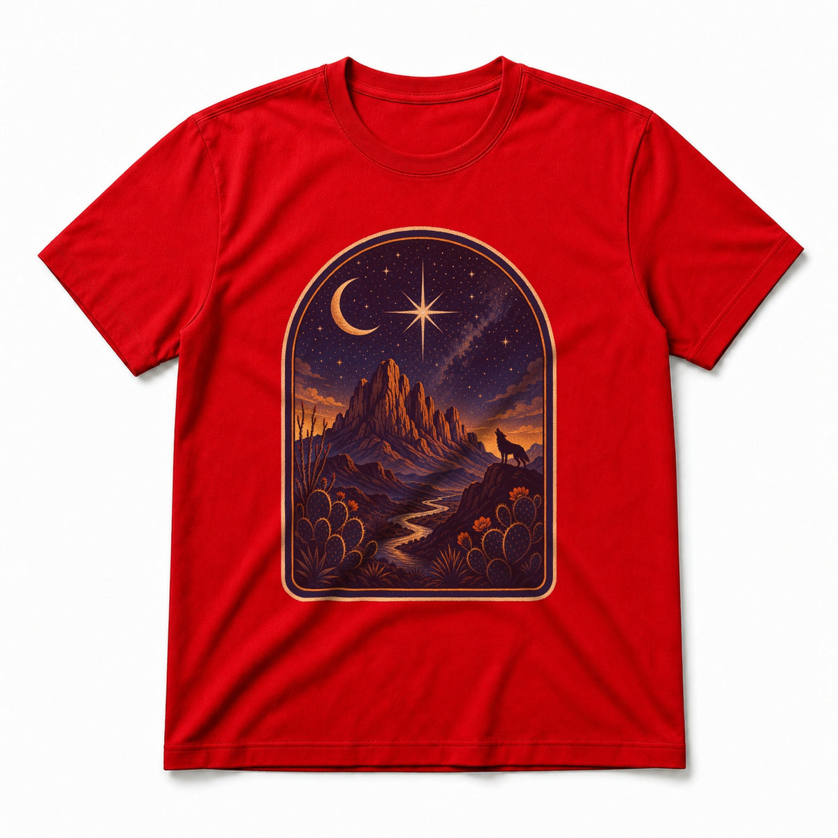 Big Bend Celestial Night Pure Cotton T-Shirt in Red