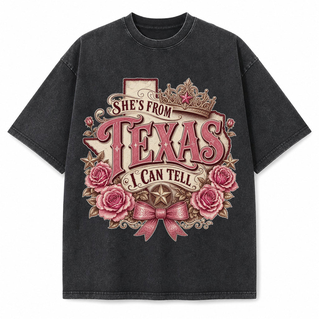 Vintage Washed Texas Rose Crown Heavyweight Graphic Tee in Vintage Washed Heavyweight T-Shirt, Washed Black