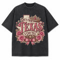 Vintage Washed Texas Rose Crown Heavyweight Graphic Tee in Vintage Washed Heavyweight T-Shirt, Washed Black