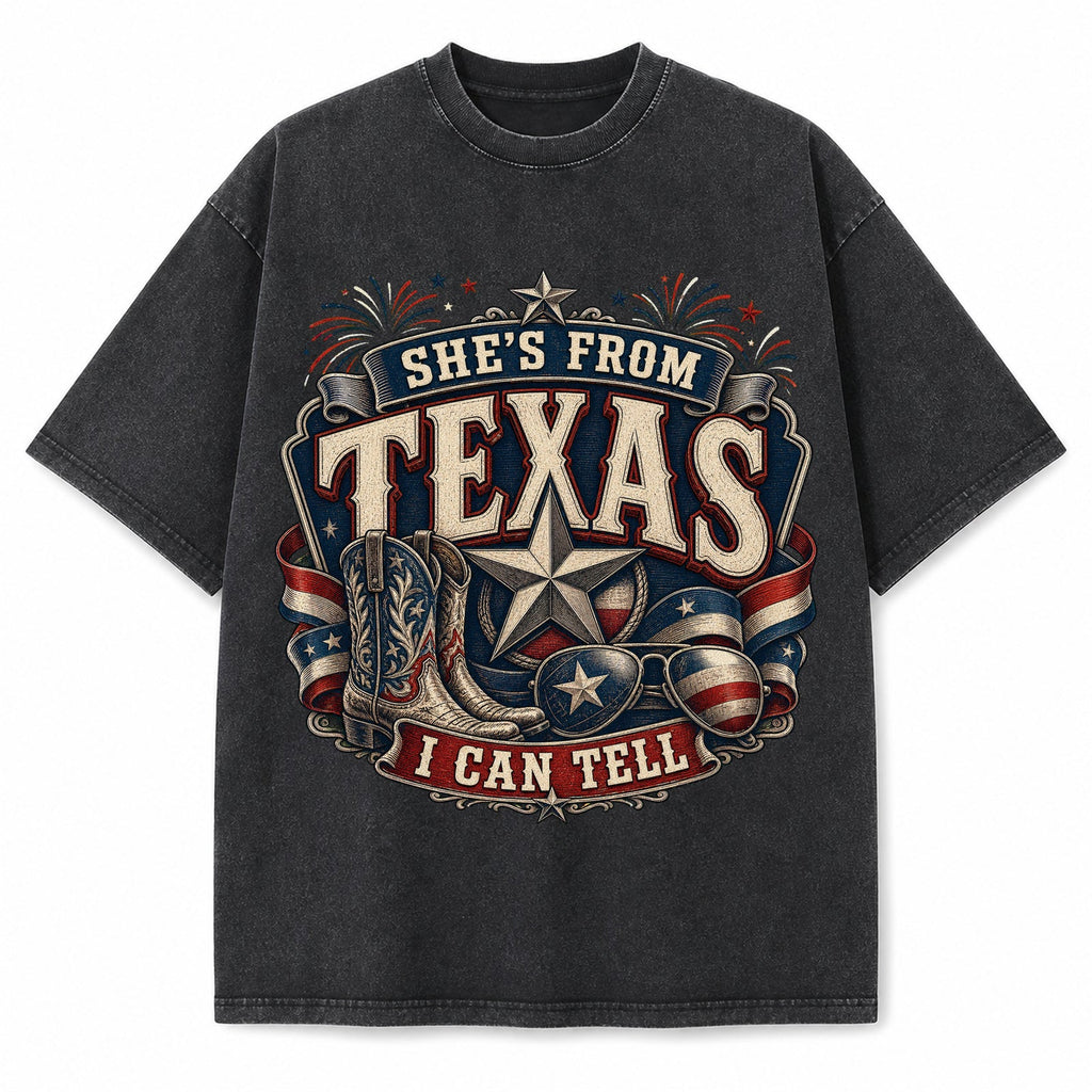 Vintage Washed Texas Patriotic Western Heavyweight Graphic Tee in Vintage Washed Heavyweight T-Shirt, Washed Black