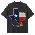 Vintage Washed Texas Flag Embroidery Heavyweight Graphic Tee in Vintage Washed Heavyweight T-Shirt, Washed Black