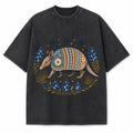 Vintage Washed Texas Armadillo Folk Art Heavyweight Graphic Tee in Vintage Washed Heavyweight T-Shirt, Washed Black