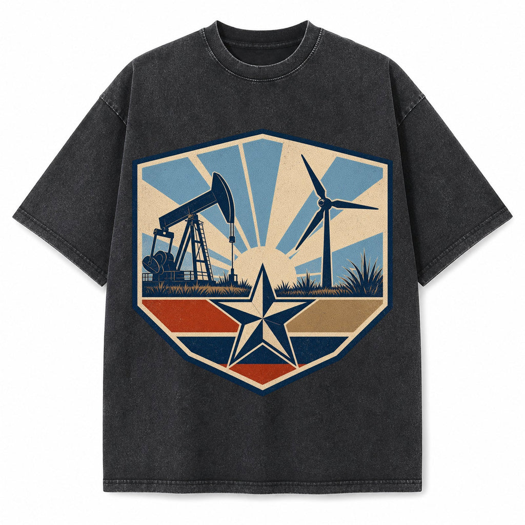 Vintage Washed Texas Energy Heritage Heavyweight Graphic Tee in Vintage Washed Heavyweight T-Shirt, Washed Black