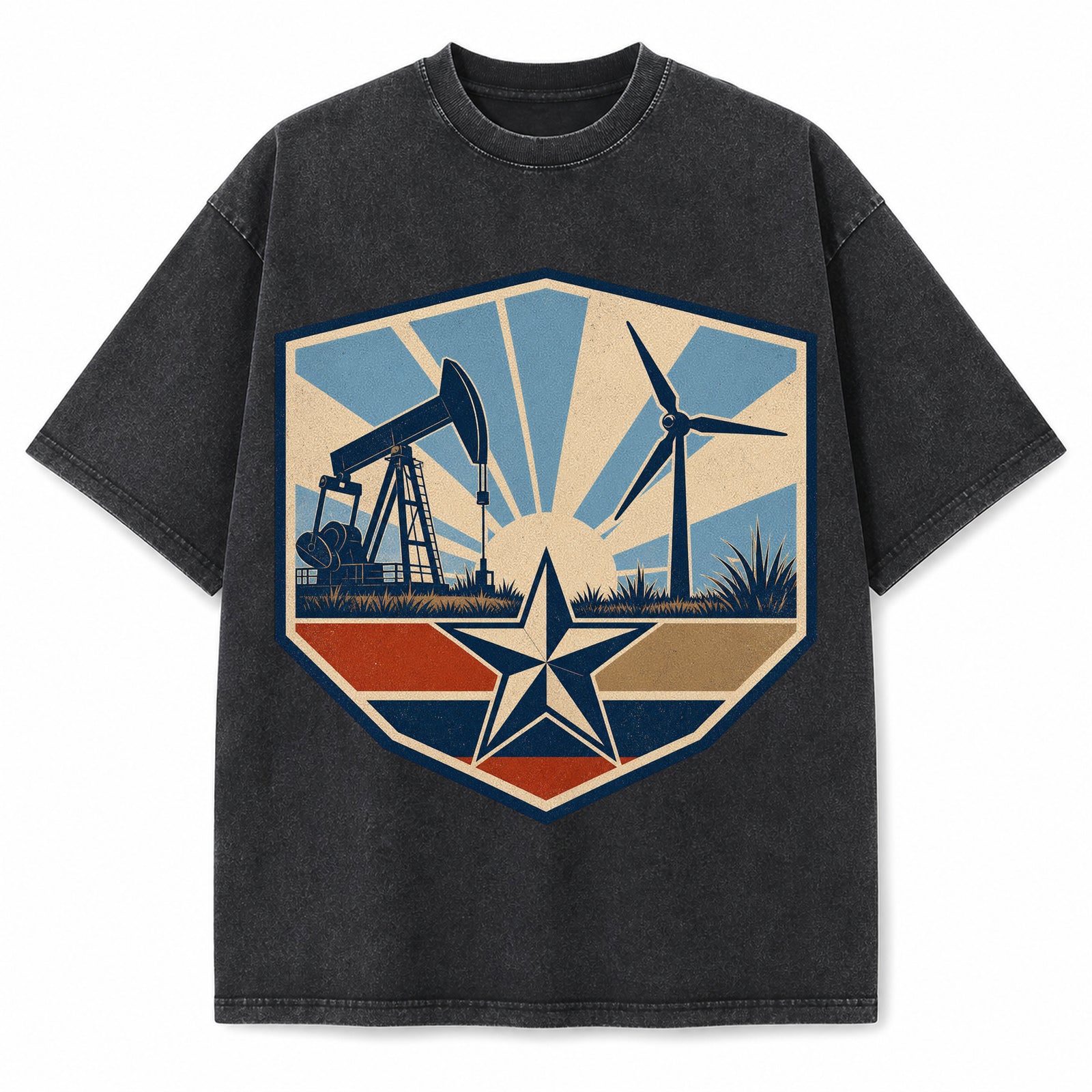 Vintage Washed Texas Energy Heritage Heavyweight Graphic Tee in Vintage Washed Heavyweight T-Shirt, Washed Black