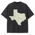 Vintage Washed Minimal Topographic Texas Heavyweight Graphic Tee in Vintage Washed Heavyweight T-Shirt, Washed Black