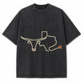 Vintage Washed Monoline Longhorn Texas Heavyweight Graphic Tee in Vintage Washed Heavyweight T-Shirt, Washed Black