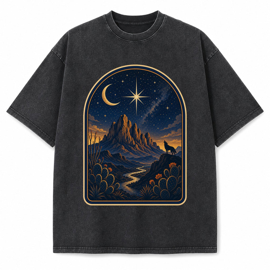 Vintage Washed Big Bend Celestial Night Heavyweight Graphic Tee in Vintage Washed Heavyweight T-Shirt, Washed Black