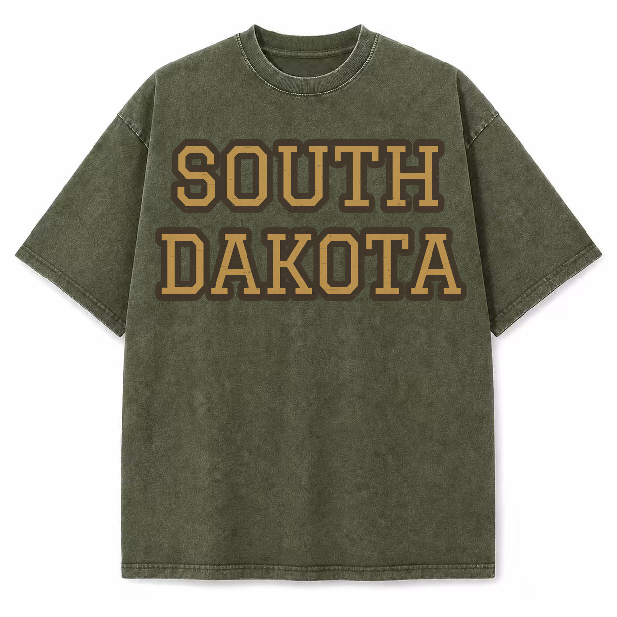 South Dakota Collegiate Letter washed vintage heavyweight T-shirt in Military Green