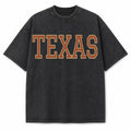 Vintage Washed Texas Collegiate Letter Heavyweight Graphic Tee in Vintage Washed Heavyweight T-Shirt, Washed Black
