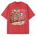 She's From Texas Leopard Collage Graphic Tee & Sweatshirt — Vintage Washed Heavyweight T-Shirt, Vintage Red