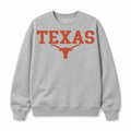 Texas Longhorn Graphic Tee & Sweatshirt — Cotton Crewneck Sweatshirt, Light Gray