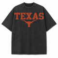Texas Longhorn Graphic Tee & Sweatshirt — Vintage Washed Heavyweight T-Shirt, Washed Black