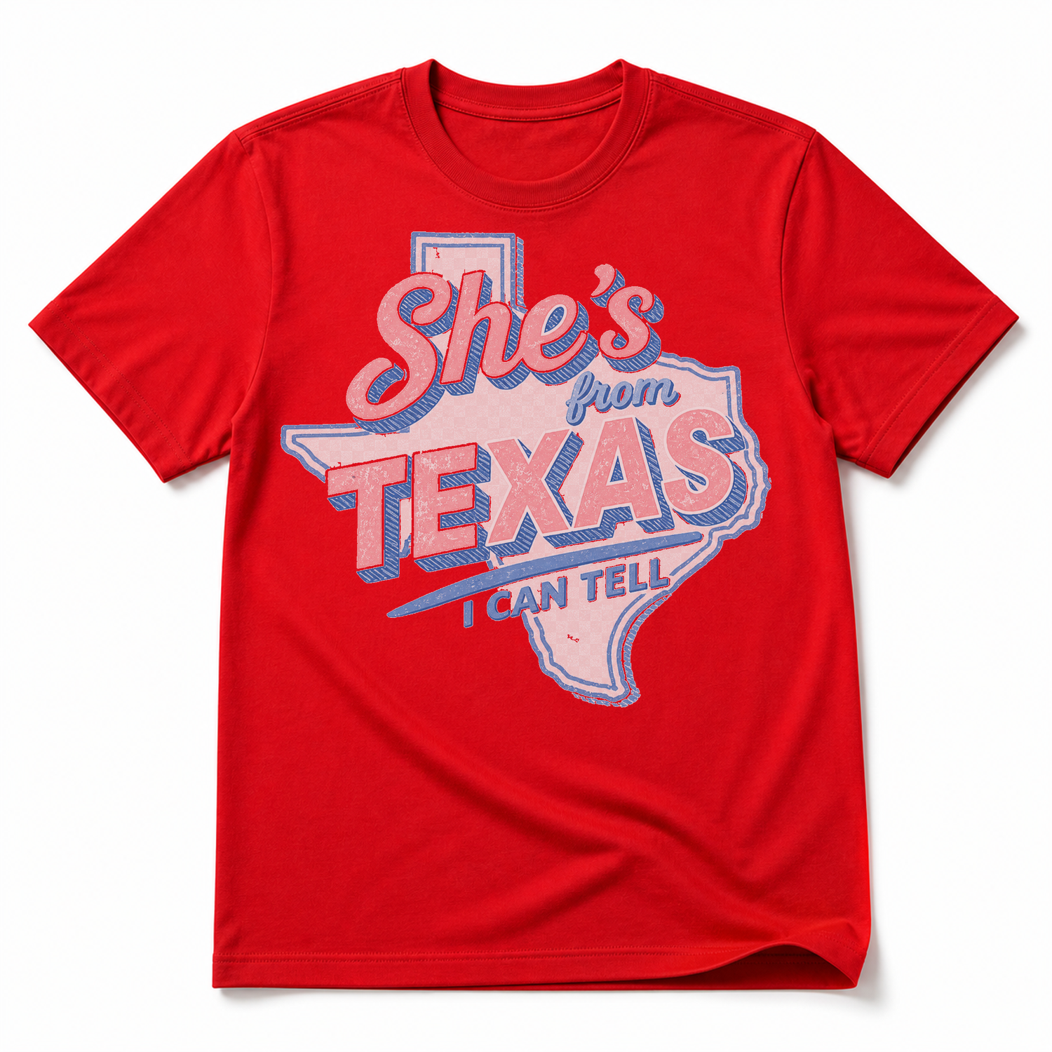 She's From Texas Retro Graphic Tee & Sweatshirt — 100% Cotton T-Shirt, Red