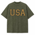 USA Collegiate Letter washed vintage heavyweight T-shirt in Military Green