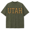 Utah Collegiate Letter washed vintage heavyweight T-shirt in Military Green
