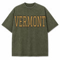 Vermont Collegiate Letter washed vintage heavyweight T-shirt in Military Green