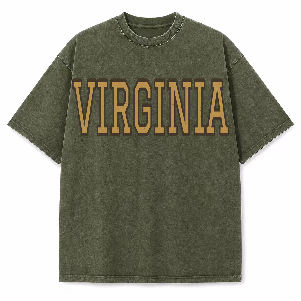 Virginia Collegiate Letter washed vintage heavyweight T-shirt in Military Green