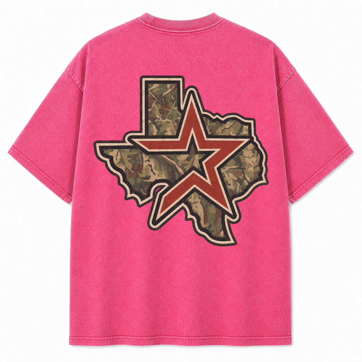 Vintage Washed Houston Camo Double-Sided Heavyweight Graphic Tee in Vintage Washed Heavyweight T-Shirt, Pink, back view
